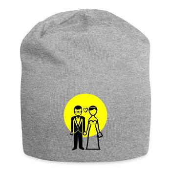 Couple de mariage, couple marié, mariée, marié - Bonnet en jersey - gris chiné - Devant