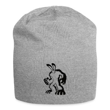 Muskulöser Hase Silhouetten Design - Jersey-Beanie - Grau meliert - Vorne