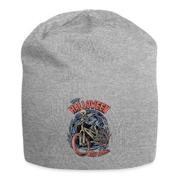 Halloween skeleton rides a bike - Jersey Beanie - heather grey - Front