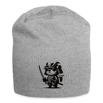 Cute Samurai Dog Design - Jersey Beanie - heather grey - Front