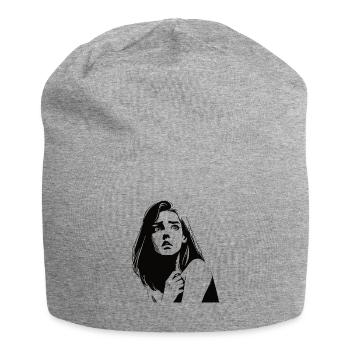 Fear expressive design with anxious woman - Jersey Beanie - heather grey - Front