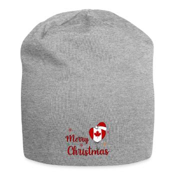 Joyoux Noel Christmas Canada Flag Heart - Jersey Beanie - heather grey - Front