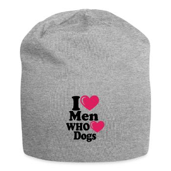 i heart men who heart dogs - Jersey Beanie - heather grey - Front