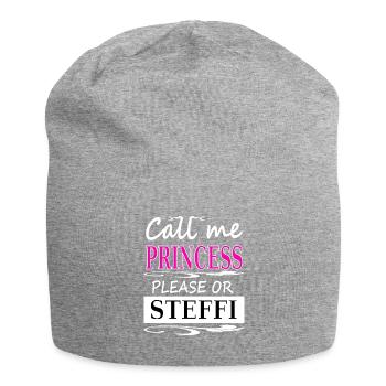 My name is Steffi I am Stefanie girl name - Jersey Beanie - heather grey - Front