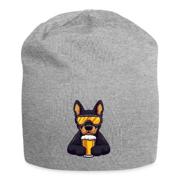 Dobermann Hund Apres Ski Bier - Jersey-Beanie - Grau meliert - Vorne
