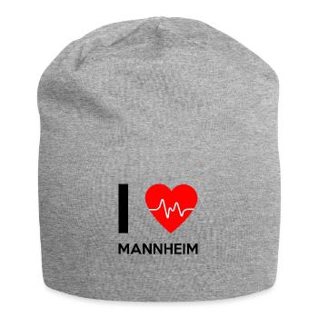 J'aime Mannheim - I love Mannheim - Bonnet en jersey - gris chiné - Devant