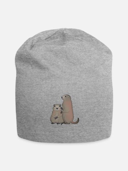 Zwei Murmeltiere - Jersey-Beanie - Grau meliert