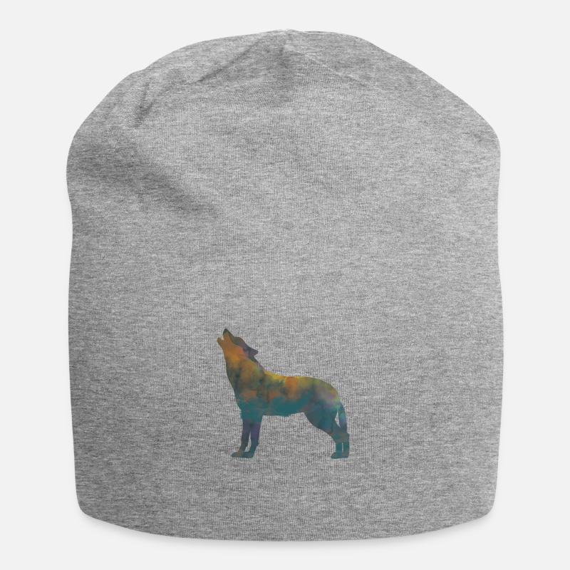 heulender Wolf - Bonnet en jersey - gris chiné