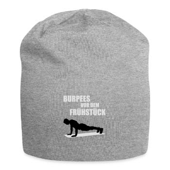 Burpees vor dem Frühstück - Jersey-Beanie - Grau meliert - Vorne