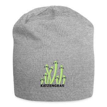 Cat Grass 2 - Jersey Beanie - heather grey - Front