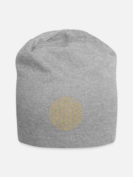 Blume des Lebens - Jersey-Beanie - Grau meliert