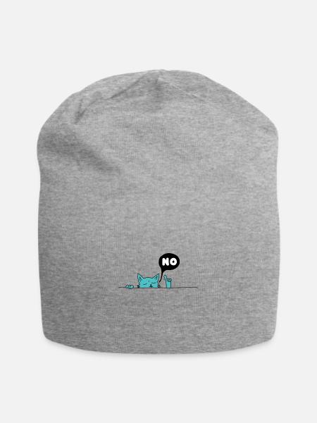 Nein Katze - Jersey-Beanie - Grau meliert