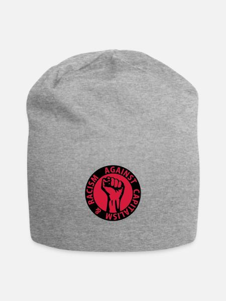 2 colors - against capitalism & racism - against - Bonnet en jersey - gris chiné