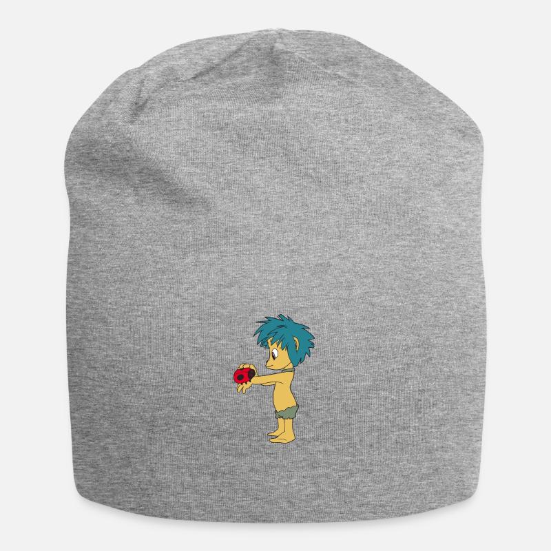 Plumps mit Marienkäfer - Jersey-Beanie - Grau meliert
