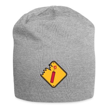 schild achtung gefahr danger vorsicht hinweis stan - Jersey-Beanie - Grau meliert - Vorne
