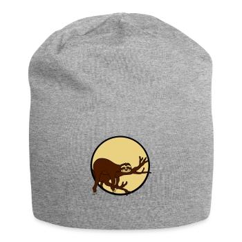 nacht mond sonne abend rund kreis faultier entspan - Jersey-Beanie - Grau meliert - Vorne