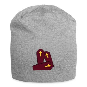 crew many team 3 friends casket burial cross gra - Jersey Beanie - heather grey - Front