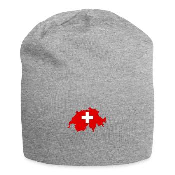 Flag of Switzerland and Map of Switzerland - Jersey Beanie - heather grey - Front