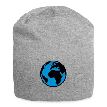 Earth - World - Globe - 2C - Jersey Beanie - heather grey - Front