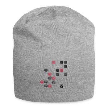 pixel skull game shot - Jersey Beanie - heather grey - Front