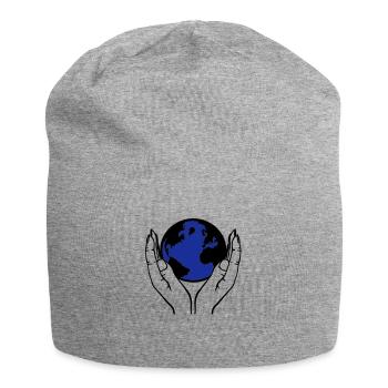 monde dans les mains - Bonnet en jersey - gris chiné - Devant