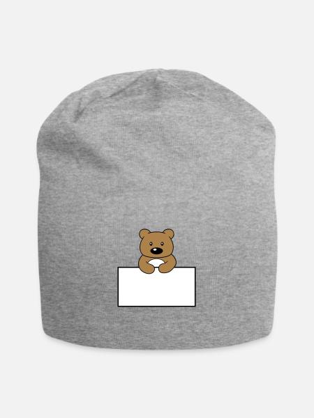 name schild rahmen text schreiben teddy grizzly ba - Jersey-Beanie - Grau meliert