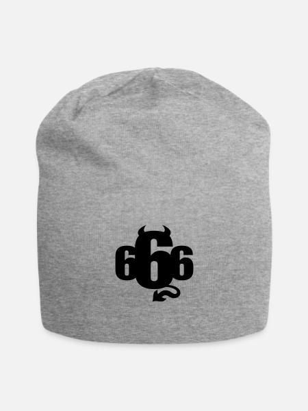 666 - Jersey-Beanie - Grau meliert