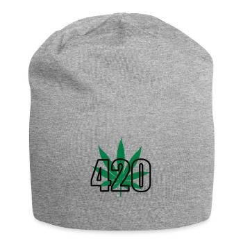420 Cannabis - Jersey-Beanie - Grau meliert - Vorne