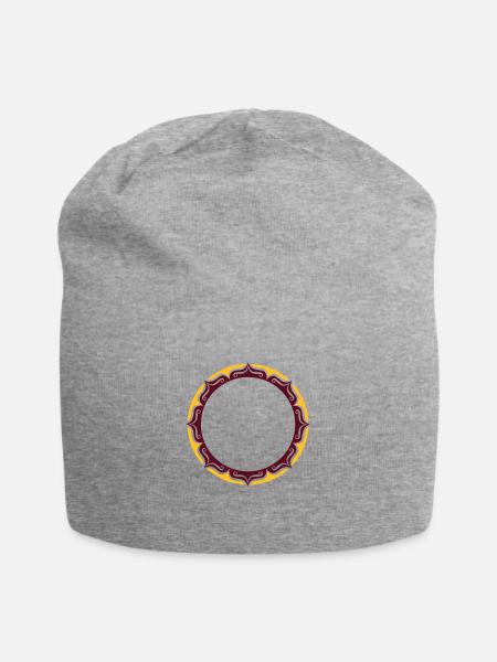 Lotus, Blume, Rahmen, Vorlage, Dein Text, Kreis, - Jersey-Beanie - Grau meliert