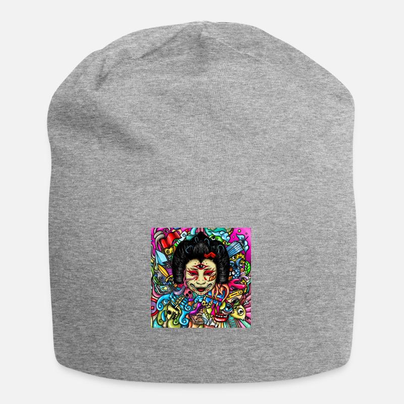 Gueisha Doodle - Jersey Beanie - heather grey