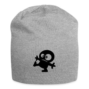 little man funny anime drawing cartoon - Jersey Beanie - heather grey - Front