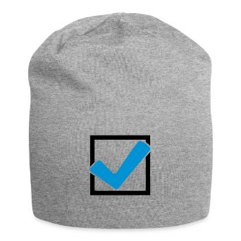 Viereckiges Haken Logo - Jersey-Beanie - Grau meliert - Vorne