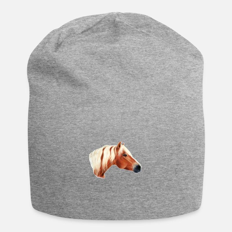 Haflinger Pferd - Jersey-Beanie - Grau meliert