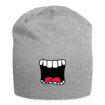 mouth screaming big mouth bruellen comic cartoon - Jersey Beanie - heather grey - Front