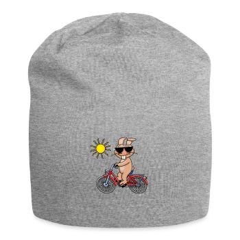 Cooler Hase fährt Fahrrad - Jersey-Beanie - Grau meliert - Vorne