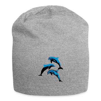 Delfin, Delfine - Dolphin - Jersey-Beanie - Grau meliert - Vorne
