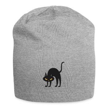 oohh arched back black cat - Jersey Beanie - heather grey - Front
