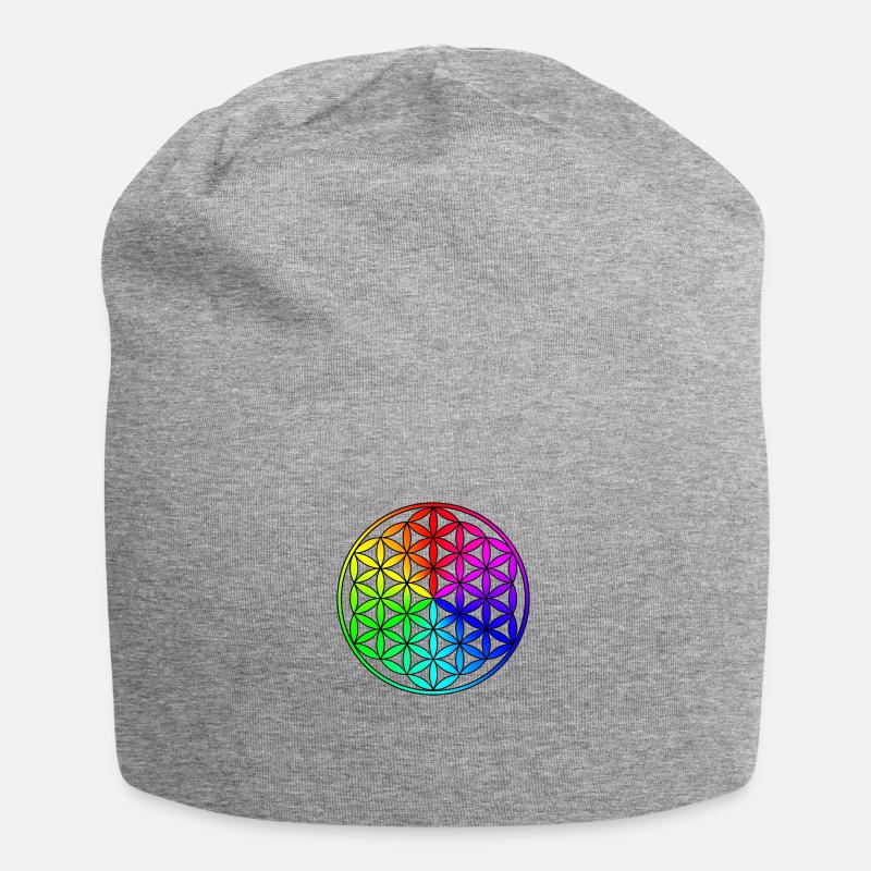 Fleur de vie arc-en-ciel Fleur de vie arc-en-ciel - Bonnet en jersey - gris chiné