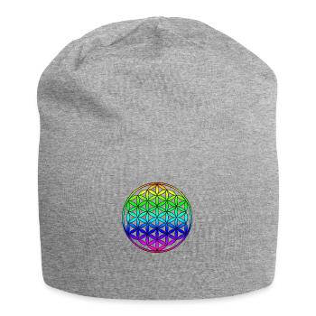 Blume des Lebens Regenbogen Flower of life rainbow - Jersey-Beanie - Grau meliert - Vorne