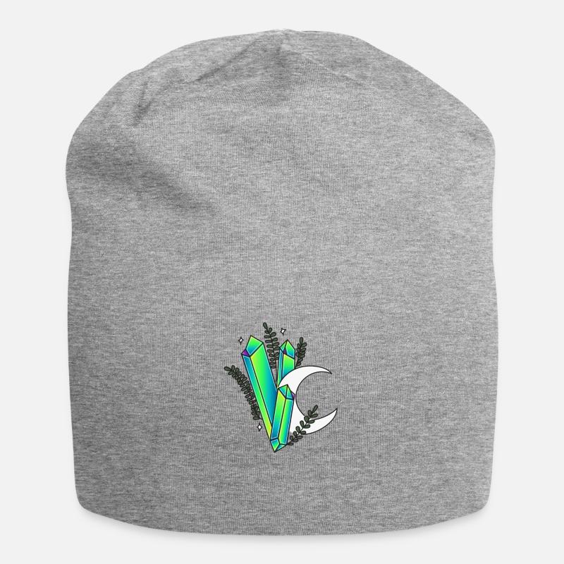 Crescent with crystals - Jersey Beanie - heather grey
