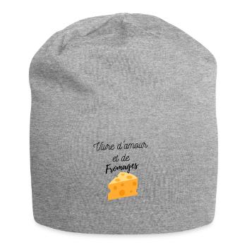 Vivre d amour et de fromage - Bonnet en jersey - gris chiné - Devant