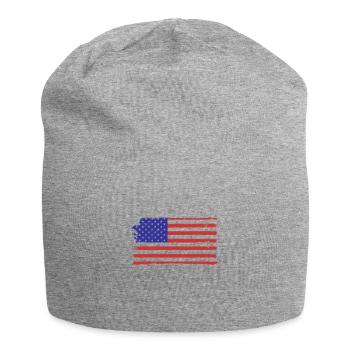 Amerikanische Flagge der Vereinigten Staaten Distressed - Jersey-Beanie - Grau meliert - Vorne
