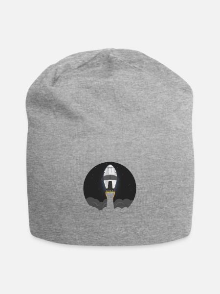 Spaceshuttle Rakete fliegt ins Weltall - Jersey-Beanie - Grau meliert