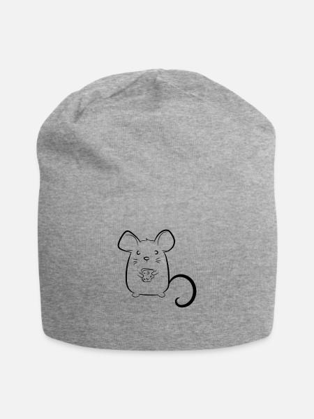 Mouse with cheese - Jersey Beanie - heather grey