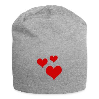 Herzen - Jersey-Beanie - Grau meliert - Vorne