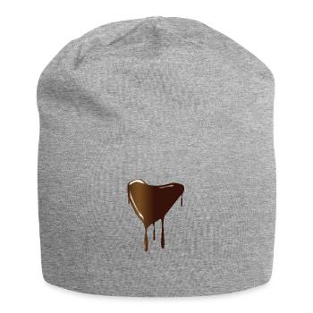 Schmelzendes Schokoladenherz - Jersey-Beanie - Grau meliert - Vorne