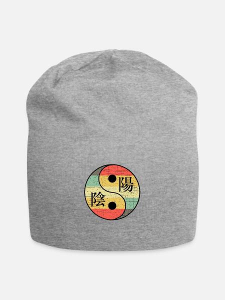 Yin und Yang mit Chinesischen Schriftzeichen - Jersey-Beanie - Grau meliert