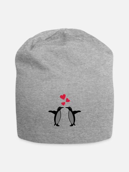 coeurs de pingouin - Bonnet en jersey - gris chiné