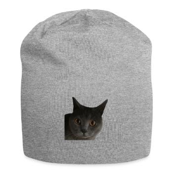 cat close up - Jersey Beanie - heather grey - Front
