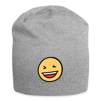 Drôle rire visage Emoji - Bonnet en jersey - gris chiné - Devant